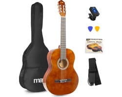 Klassieke Akoestische Gitaar 4/4 - Met Nylon Snaren - MAX SoloArt - Beginnersset met Accessoires - Bruin
