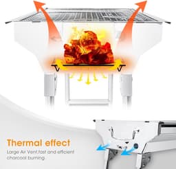 Roestvrijstalen BBQ houtskoolgrill rookgrill opvouwbaar draagbaar voor koken in de open lucht camping wandelen picknick backpacks groot zilver — thumbnail 3