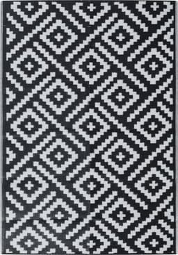 vidaXL - Buitenkleed - ARAKIL - 160x230 - cm - PP - wit - en - zwart — thumbnail 1