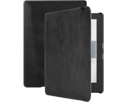 Lunso - Geschikt voor Kobo Aura H2o edition 1 hoes (6.8 inch) - Lederen sleep cover - Zwart - (niet voor de Kobo Aura edition 1)