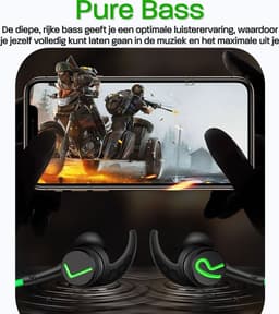 Phreeze EP15 Bedrade Oortjes - Groen - In-Ear Sport Headset met Haakjes - Headset - Geschikt voor Apple iPhone Oortjes met Draad — thumbnail 4