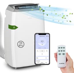 Klarstein Mobiele airconditioner met luchtafvoerslang, 4-in-1 airconditioner met ventilator, luchtontvochtiger & nachtmodus, Kleine & draagbare airconditioner voor thuis & op kantoor, Laag verbruik, 12000 BTU,5 kW voor 56 m² - Afstandsbediening — thumbnail 15