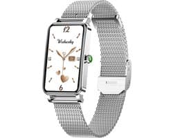 DrPhone Ai Hydro2 Smartwatch Dames – Slim Horloge met Hartslag-, Bloeddruk- & Zuurstofmeting – Menstruatie- & Slaapmonitor, Stappenteller & 12 Sportmodi – Zilver