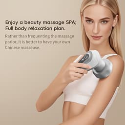 Aanbieding: Intelligente massagegun, stil met 5 opzetstukken, USB-oplaadbaar. Ergonomisch ontwerp voor middel, benen en heupen, stijlvol metaalafwerking – perfect Vaderdag cadeau. — thumbnail 3