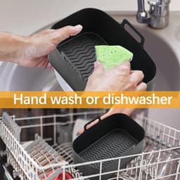 2-delige Airfryer accessoire pads - Siliconen Airfryer pads - Zwart - 19,5*16,5 cm — thumbnail 4