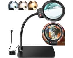 Ibenzoa® Verstelbare loeplamp met verlichting en standaard voor precisiewerk en lezen