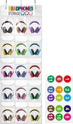 Hoofdtelefoon Organizer 15 Vakken PVC Doorzichtig Ophangsysteem — thumbnail 1