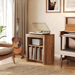 Tribesigns Platenspeler Meubel - Platenspeler-Standaard - Grote Houten Vinyl Platentafel met Ruimte voor Meer dan 100 Albums, Industriële Platenspelerstandaard voor Woonkamer, Slaapkamer, Studio, Rustiek Bruin — thumbnail 4