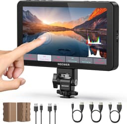 NEEWER F700 7" cameramonitor, 2000 nit HD 1920 x 1080 IPS-touchscreen met 3D LUT, 4K HDMI-loop-in/uit met Peak Focus DSLR Video Assist HDR-golfvorm, cold shoe-bevestiging, 2 NP-F750-accu's en kabels — thumbnail 1