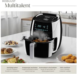 tectake® Airfryer - Heteluchtfriteuse, Airfryer, Touchscreen Display, div. Programma's, Airfryer Zonder Vet en Olie, Vaatwasmachinebestendig, Met Accessoires Receptenboekje (HF-3019TS-D Yaiza) — thumbnail 3
