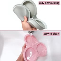 Set van 3 stuks - Airfryer-eivorm - Antiaanbak siliconen mini-cakevorm - Ronde muffinvorm van 10 cm - Herbruikbare cakevorm - Gemakkelijk schoon te maken pan - Perfect voor ontbijtsandwiches, eierpannenkoeken en crêpes — thumbnail 5