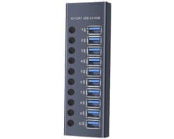 10-poorts 60W USB 3.0-hub, USB-datahubsplitter, 12V 5A-voedingsadapter, 10 onafhankelijke schakelaars met LED-indicatoren, USB 3.0-dockingstation.