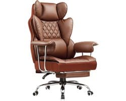 GTPLAYER - Ergonomische Gamingstoel - Met Voetensteun en Verstelbare Rug - Bruin