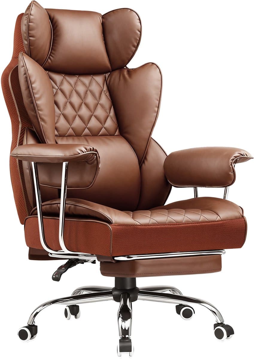 GTPLAYER - Ergonomische Gamingstoel - Met Voetensteun en Verstelbare Rug - Bruin — afbeelding 1