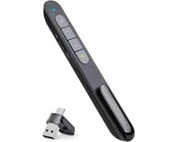 Draadloze Presentatie Clicker met USB-C en Type-A Ontvanger voor PowerPoint en Google Slides
