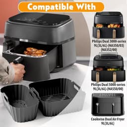 Heteluchtfriteuse Accessoires Gescht voor Philips Dual Basket Airfryer 3000-serie 6L/3L - 23pcs Airfryer Siliconen vorm Accessoireset - Grillrooster, Cake Broodvorm voor Philips Airfryer Dual Basket(grijs) — thumbnail 6