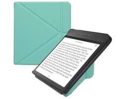 E-reader Hoes Compatible met Kobo Libra H2O - Met Kickstand - Leren Ereader Cover - Mintgroen