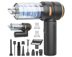 Fwiull Draadloze handstofzuiger voor auto, 11-delige accessoireset met opbergtas, opladen via USB, zwart