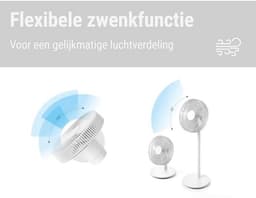 Mobiele vloer- en tafelventilator met afstandsbediening en zwenkfunctie - 8 snelheden, 1-8 uur timer, batterijvoeding — thumbnail 4