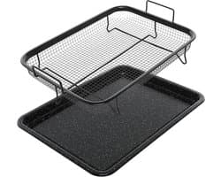 Knapperige ovenschaal met antiaanbaklaag en bakplaat voor luchtfriteuse – 2 stuks