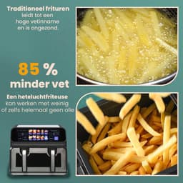 Digitale Airfryer Sinaopus 802 XXL 9L – Heteluchtfriteuse met Dubbele Mand en DualMand Onafhankelijke Snelle Opwarming – Voor Gezinnen – 10 Programma’s – Kijkvenster – Makkelijk te Reinigen – Capaciteit voor 4 Personen — thumbnail 10