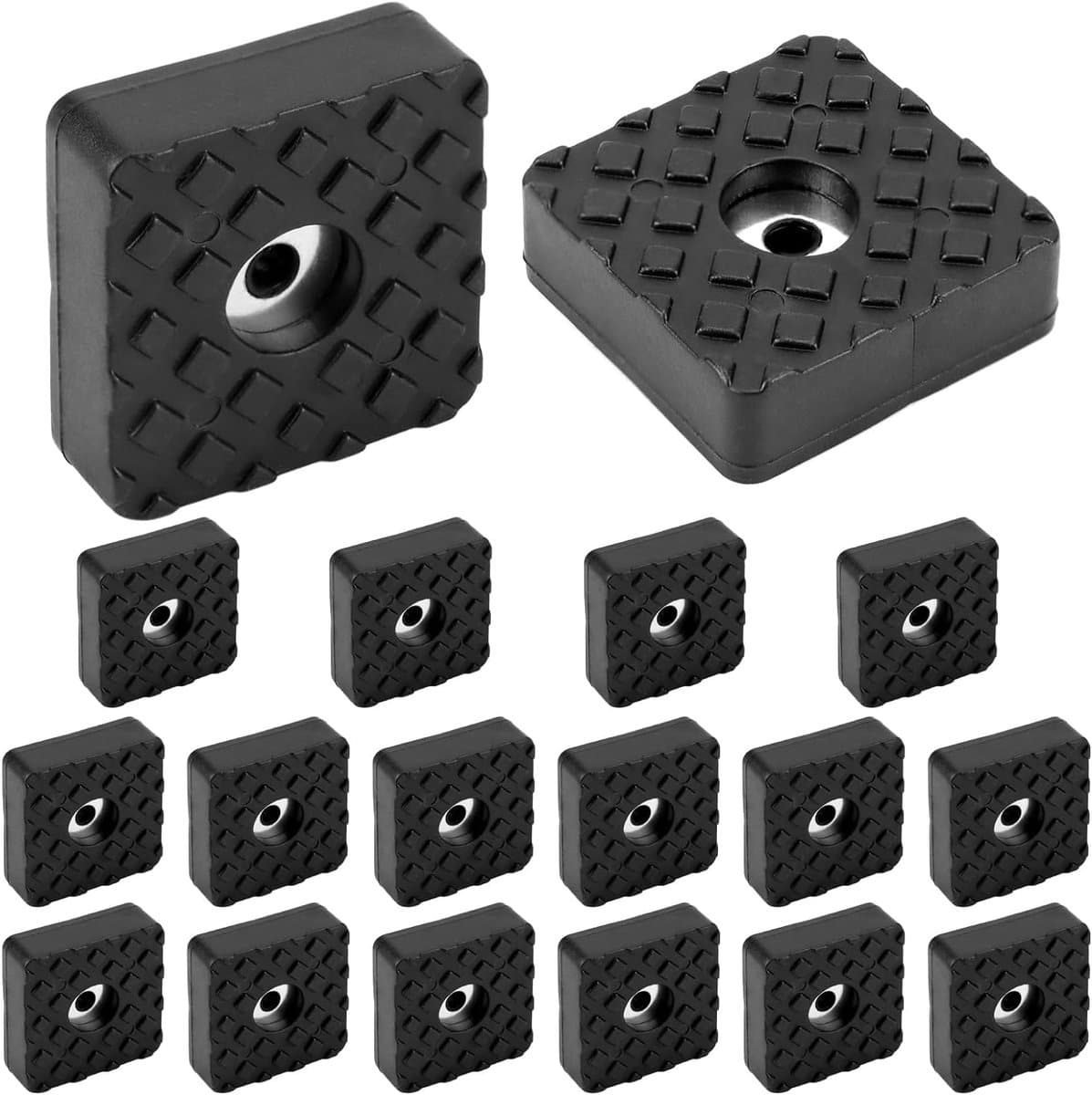 Set Van 18 Vierkante Rubberen Voetjes - Met Schroefbevestiging - Antislip Rubberen Demping - Inclusief Schroeven - Voor Meubels en Vloeren - Zwart — afbeelding 1