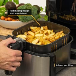 Airfryer 5L met Digitale Timer en 8 Programma's | Roestvrijstalen Mand | Gezond Frituren tot 200°C — thumbnail 3
