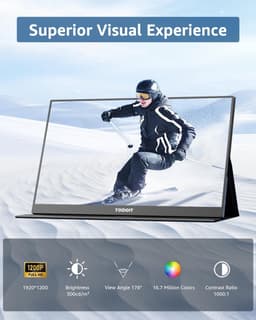 16" - Portable Monitor - Laptopscherm: draagbare monitor 16" 1920×1200 FHD-monitor met IPS-scherm, USB Type-C-poort en ingebouwde luidsprekers, inclusief Smart Cover. Compatibel met pc, laptop, MacBook en Xbox [Energieklasse A]. — thumbnail 5