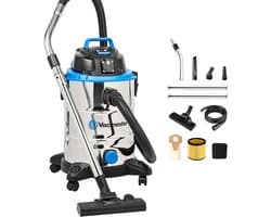 MELVRA Industriële Stofzuiger - Nat- en Droogstofzuiger - 1500W - 30L - Met Stopcontact - Alleszuiger met Blaasfunctie - Bouwstofzuiger met en zonder zak - Zakloos