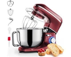 Quvo® Deegmachine - Elektrische Deegmixer - Keukenmixer - 6.2L - Mixen en Mengen- Rood - 38cm x 24cm x 32cm