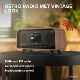DAB radio - Audizio Desio - Retro radio - DAB, DAB+ en FM - Radio met Bluetooth - Houtlook donker — thumbnail 2