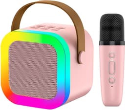 Vitdipy - Karaoke Set - Karaokemachine voor Kinderen - Met Bluetooth Speaker en Draadloze Microfoon - Mini Draagbare Bluetooth Luidspreker - Roze — thumbnail 1
