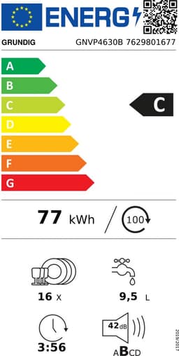 Grundig | GNVP4630B | inbouw vaatwasser | Energielabel C | Besteklade | Auto deur opening — thumbnail 3