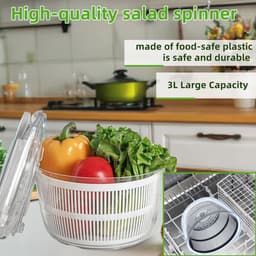 Multifunctionele Saladewasmachine - Keukensaladespinner met Afdruiprek en Vergiet — thumbnail 4