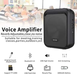 Draagbare Mini Stemversterker met Bluetooth en Bedrade Microfoon - 10W PA-systeem voor Leraren, Zang en Coaching — thumbnail 3