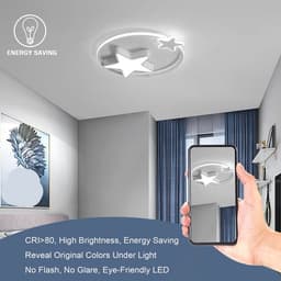 Dimbare Led-plafondlamp voor Kinderkamer met Afstandsbediening en Sterren Motief - 40 cm — thumbnail 4