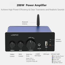 Hifi Versterker 200W met Bluetooth en Diverse Ingangen voor Optimaal Geluid — thumbnail 4