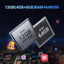 FOSSiBOT F105 robuuste smartphone, 6,745 inch HD+-scherm, 10300 mAh-batterij, 4 GB RAM + 64 GB ROM, 20 MP + 8 MP camera, 4G Dual SIM, octa-core chipset, Android 14-systeem, ontgrendeld/Face ID/OTG/GPS, IP68/IP69K - zwart — thumbnail 2