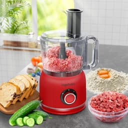 Foodprocessor en mixer combinatie - 2,5 L hakker voor vlees en groenten, 2 L blender met 1500 W glazen container, 2 snelheden en pulsefunctie voor smoothies — thumbnail 5