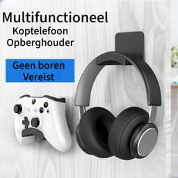 4-delige - Computerkoptelefoonstandaard - Geen boren nodig - Over-ear koptelefoonhaak - Opberghaak voor koptelefoon - Zelfklevende muurbevestiging - Zwart — thumbnail 4