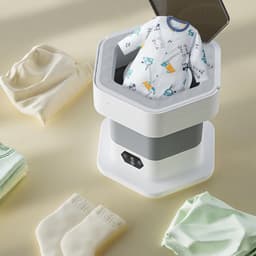 Mini wasmachine - Wasmachine - Draagbare wasmachine - Opvouwbare wasmachine - Camping wasmachine - Kleine wasmachine - Wasmachines - Was- en droogcombinatie - Grote capaciteit - Appartement - Studentenkamer - Camping - Camper - Reizen - Grijs — thumbnail 4