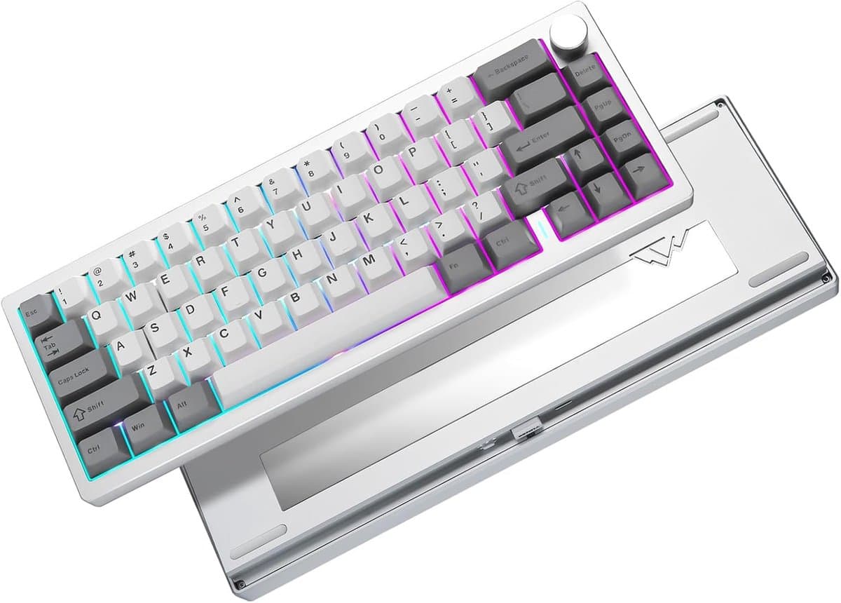 Yunzii AL68 - CNC Aluminium Toetsenbord - 65% Layout (68 Toetsen) - Gasket Mount - Hot-Swappable - Tri-Mode (Bluetooth/2.4G/USB-C) - Premium PBT Keycaps - Zilver — afbeelding 1