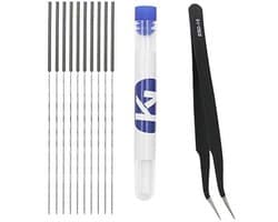 Reinigingsset voor 3D-printer spuitmonden - 10 stuks 0,4 mm naalden en pincet