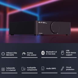 Stereo HiFi Versterker met 2x80W, Infineon Chip, USB en Bluetooth 5.0 — thumbnail 2
