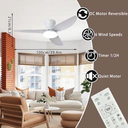 Dimbare Plafondlamp met Ventilator voor Slaapkamer en Woonkamer — thumbnail 2