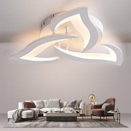 Dimbare Moderne Plafondlamp voor Woonkamer en Slaapkamer - Met Geheugensfunctie, 15 W, Φ56 cm, 3000-6000 K, Bloemblad Design — thumbnail 2