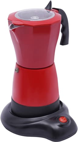 Elektrische Koffiezetter - Espressomachine Moka - Snel Koffie Maken - Voor 6 Kopjes - 300 ml Capaciteit - Rood — thumbnail 2