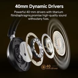 Molain Koptelefoon - Draadloos - Noise cancelling - Bluetooth - 55 uur afspeeltijd - 3 Mics - Fast charge - 360° Spatial Sound - Zwart — thumbnail 3