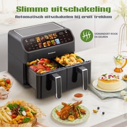 Digitale Airfryer XXL 10L Sinaopus 901 – Heteluchtfriteuse met Dubbele Mand en DualMand Onafhankelijke Snelle Opwarming – Voor Gezinnen – 10 Programma’s – Kijkvenster – Makkelijk te Reinigen – Capaciteit voor 5 Personen — thumbnail 4