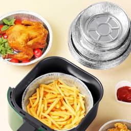Vijftig Stuks Wegwerp bakvorm 20 Cm Ronde Taartvormen Voor Airfryer Bakken Oven Koken En Opbergen Diepvriesbestendig — thumbnail 4